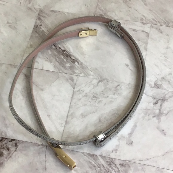 Silver metallic skinny adjustable belt - Picture 3 of 5